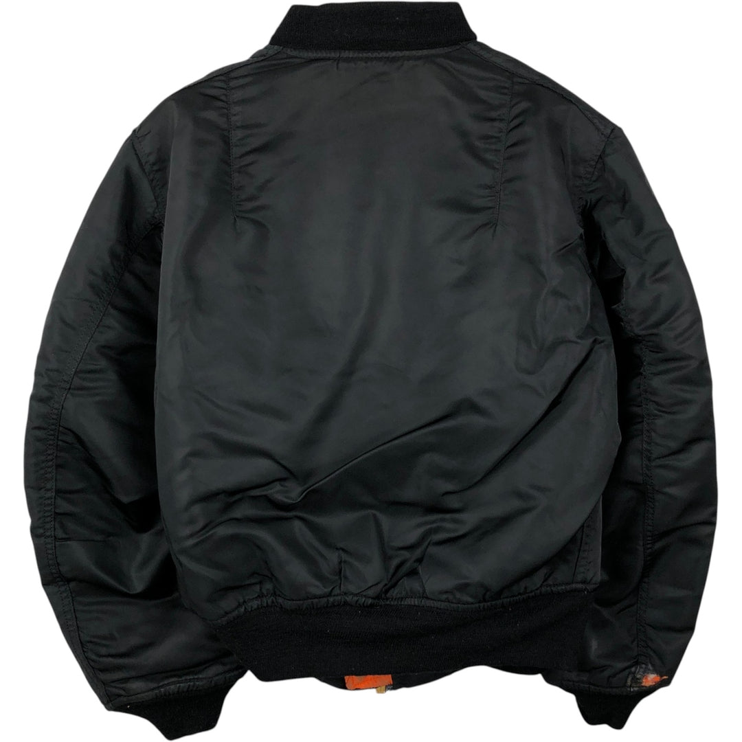 Civilian-made Alpha Industries MA-1 type padded military flight jacket, made in the USA, men's size M equivalent, vintage. Nylon black type Vintage Second Hand