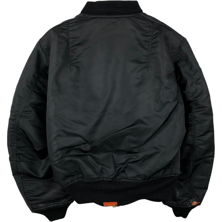 Civilian-made Alpha Industries MA-1 type padded military flight jacket, made in the USA, men's size M equivalent, vintage. Nylon black type Vintage Second Hand
