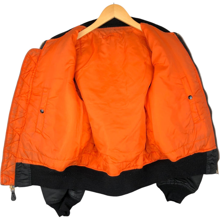 Civilian-made Alpha Industries MA-1 type padded military flight jacket, made in the USA, men's size M equivalent, vintage. Nylon black type Vintage Second Hand
