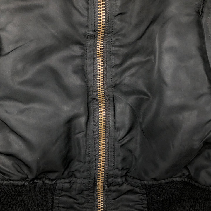 Civilian-made Alpha Industries MA-1 type padded military flight jacket, made in the USA, men's size M equivalent, vintage. Nylon black type Vintage Second Hand