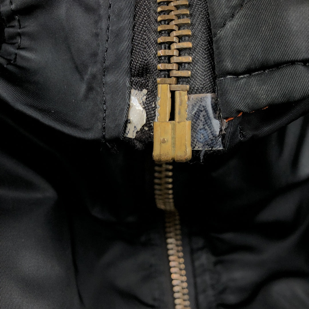 Civilian-made Alpha Industries MA-1 type padded military flight jacket, made in the USA, men's size M equivalent, vintage. Nylon black type Vintage Second Hand