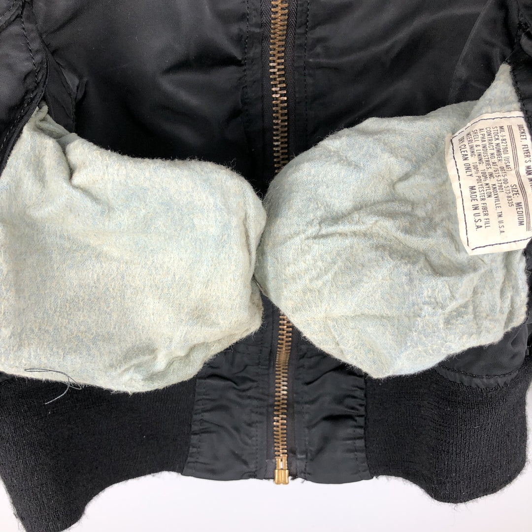 Civilian-made Alpha Industries MA-1 type padded military flight jacket, made in the USA, men's size M equivalent, vintage. Nylon black type Vintage Second Hand