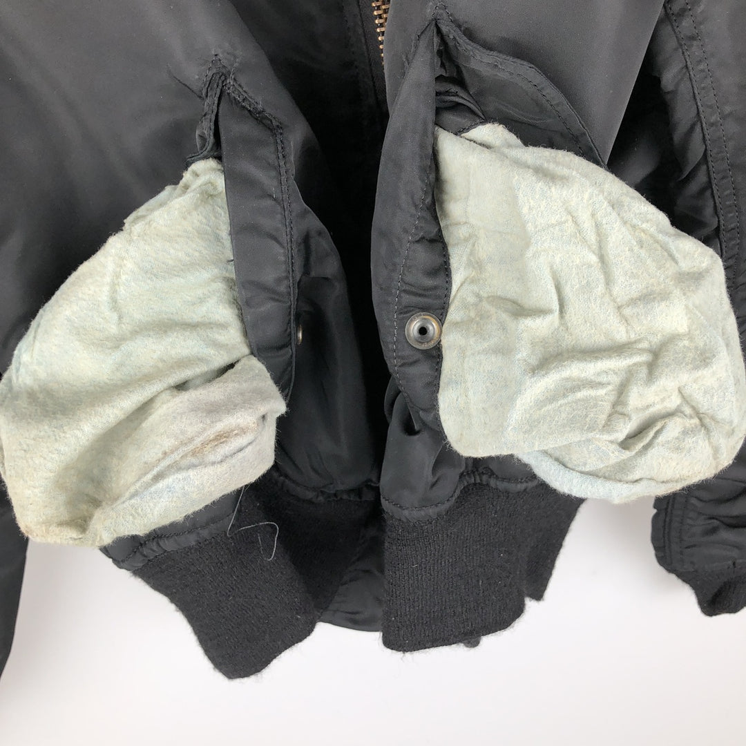 Civilian-made Alpha Industries MA-1 type padded military flight jacket, made in the USA, men's size M equivalent, vintage. Nylon black type Vintage Second Hand