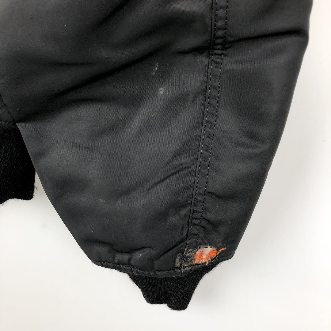 Civilian-made Alpha Industries MA-1 type padded military flight jacket, made in the USA, men's size M equivalent, vintage. Nylon black type Vintage Second Hand