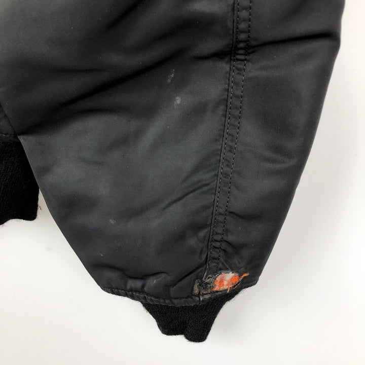 Civilian-made Alpha Industries MA-1 type padded military flight jacket, made in the USA, men's size M equivalent, vintage. Nylon black type Vintage Second Hand