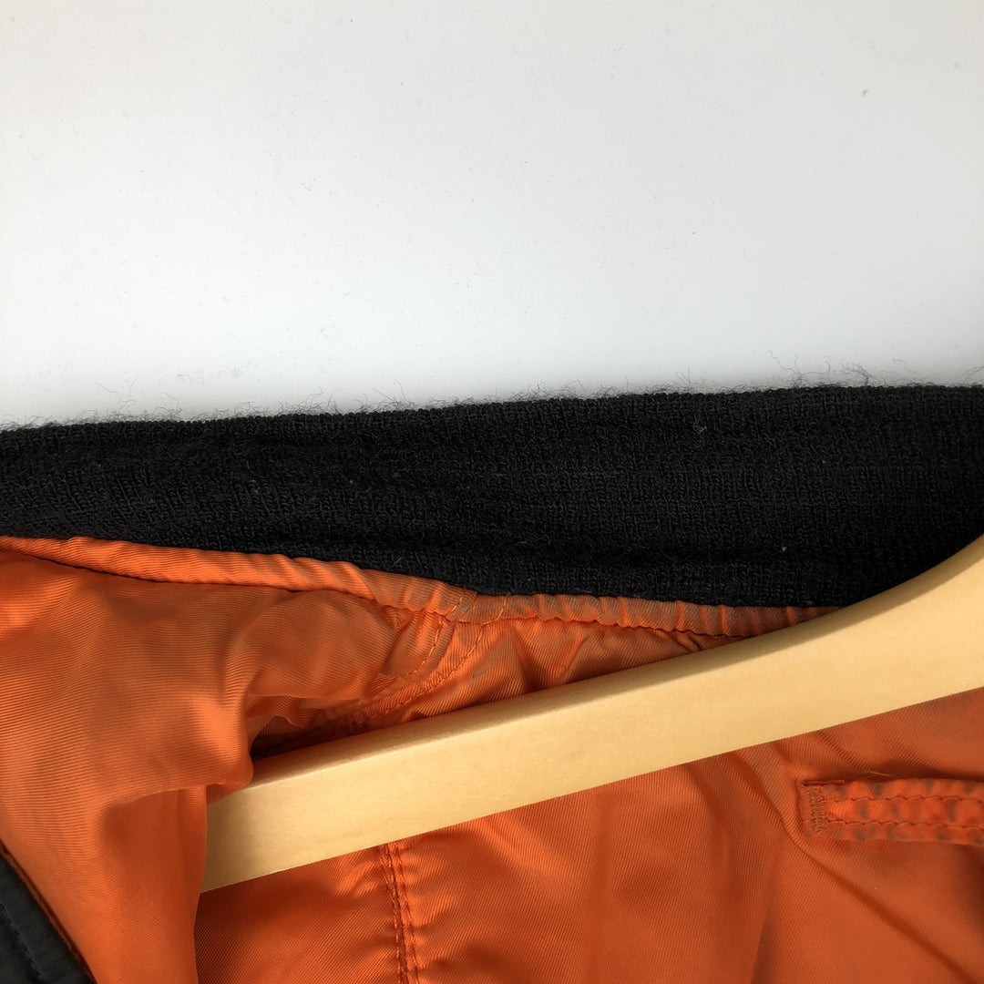 Civilian-made Alpha Industries MA-1 type padded military flight jacket, made in the USA, men's size M equivalent, vintage. Nylon black type Vintage Second Hand