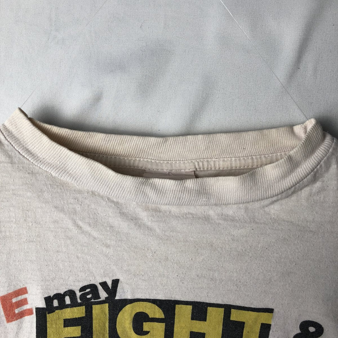 90'S message print T-shirt, men's size L, vintage cotton pink type Vintage Second Hand