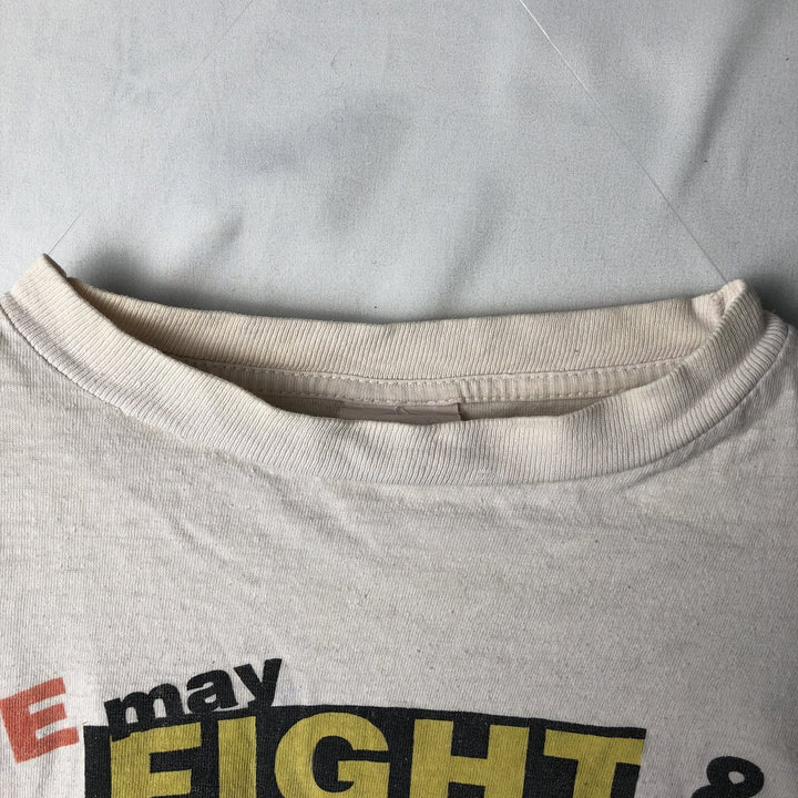 90'S message print T-shirt, men's size L, vintage cotton pink type Vintage Second Hand