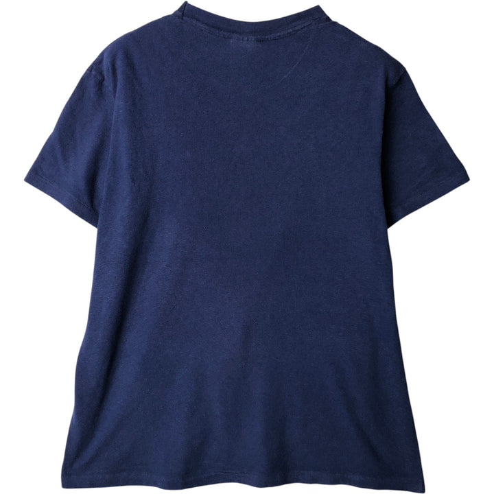 1980'S Hanes 100% Cotton Blue Tag Printed T-Shirt, Made in USA, Men's Size L (Equivalent), Vintage cotton navy blue type Vintage Second Hand