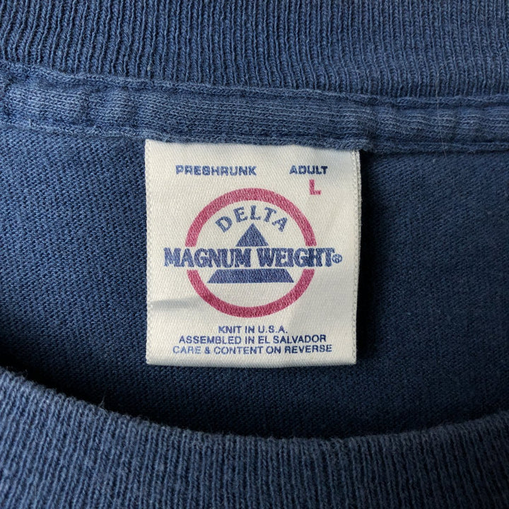 Delta Magnum Weight Wright Brothers Print T-Shirt (Men's Size L) cotton blue type Vintage Second Hand
