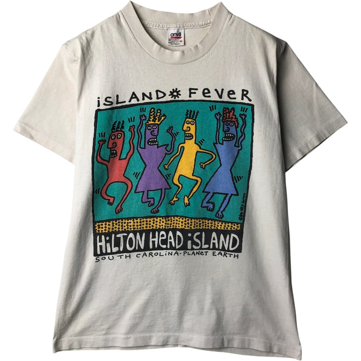 90'S Anvil BIG HED designs printed T-shirt, Made in USA, Men's size M (approx.), Vintage cotton ivory Vintage Second Hand