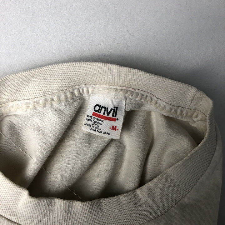 90'S Anvil BIG HED designs printed T-shirt, Made in USA, Men's size M (approx.), Vintage cotton ivory Vintage Second Hand