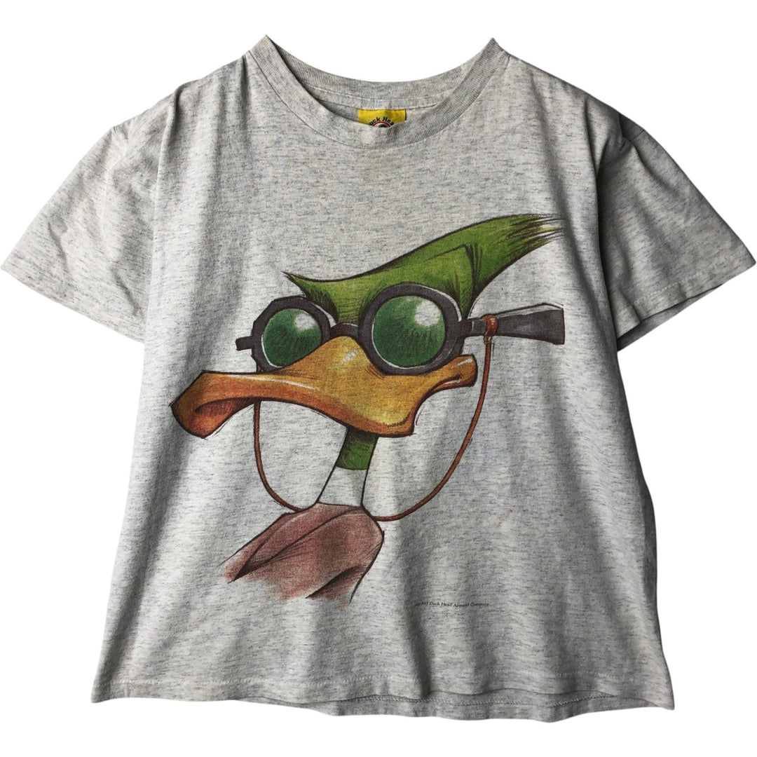 90'S Duck Head Print T-Shirt, Made in USA, Men's Size L (Equivalent), Vintage cotton gray type Vintage Second Hand