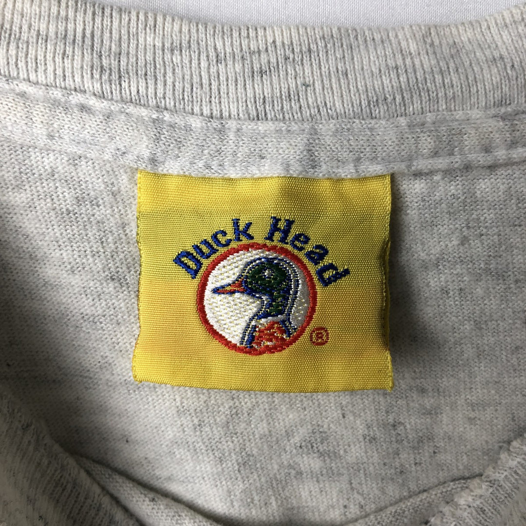 90'S Duck Head Print T-Shirt, Made in USA, Men's Size L (Equivalent), Vintage cotton gray type Vintage Second Hand