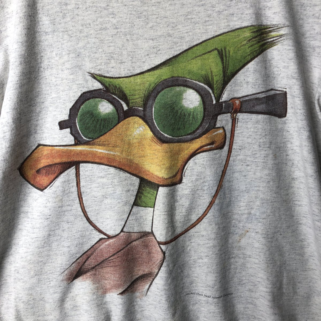 90'S Duck Head Print T-Shirt, Made in USA, Men's Size L (Equivalent), Vintage cotton gray type Vintage Second Hand