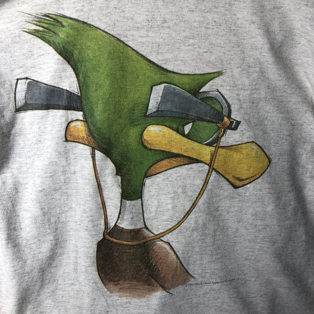 90'S Duck Head Print T-Shirt, Made in USA, Men's Size L (Equivalent), Vintage cotton gray type Vintage Second Hand