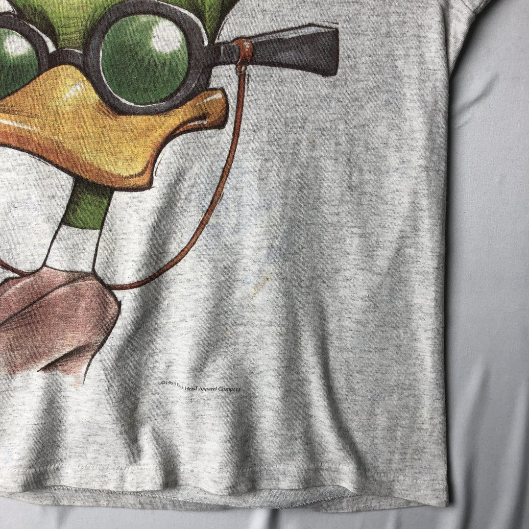 90'S Duck Head Print T-Shirt, Made in USA, Men's Size L (Equivalent), Vintage cotton gray type Vintage Second Hand