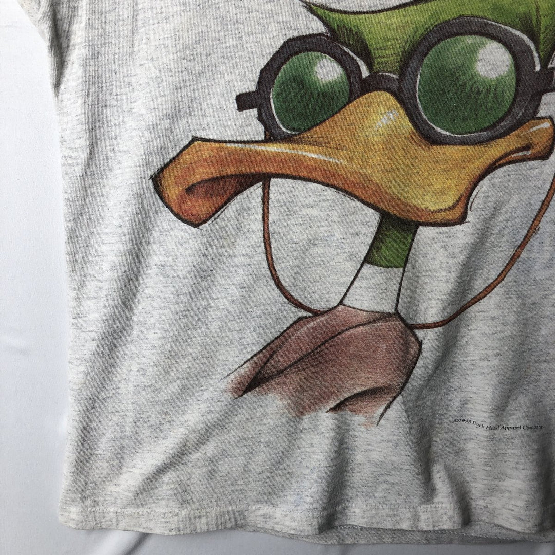 90'S Duck Head Print T-Shirt, Made in USA, Men's Size L (Equivalent), Vintage cotton gray type Vintage Second Hand