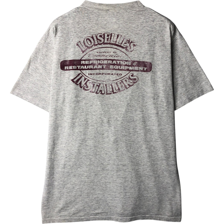 80s-90'S Jerzees LOISELLE'S INSTALLERS INC. Advertising T-shirt, Made in USA, Men's Size L (approx.), Vintage cotton gray type Vintage Second Hand