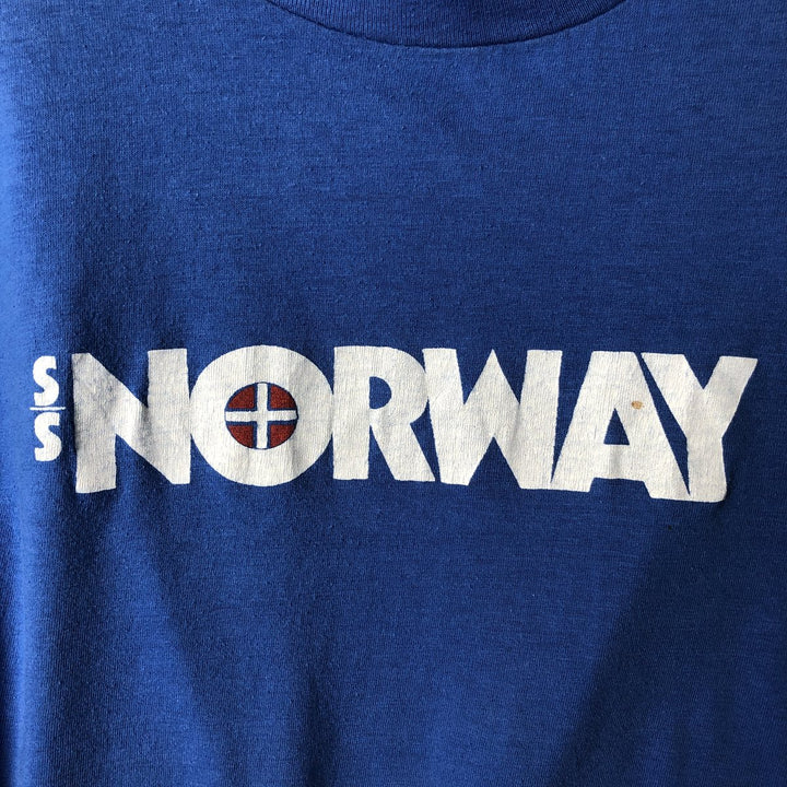 Vintage 80'S Hanes Fifty-Fifty Blue Tag Printed T-Shirt Made in USA Men's M Size cotton blue type Vintage Second Hand