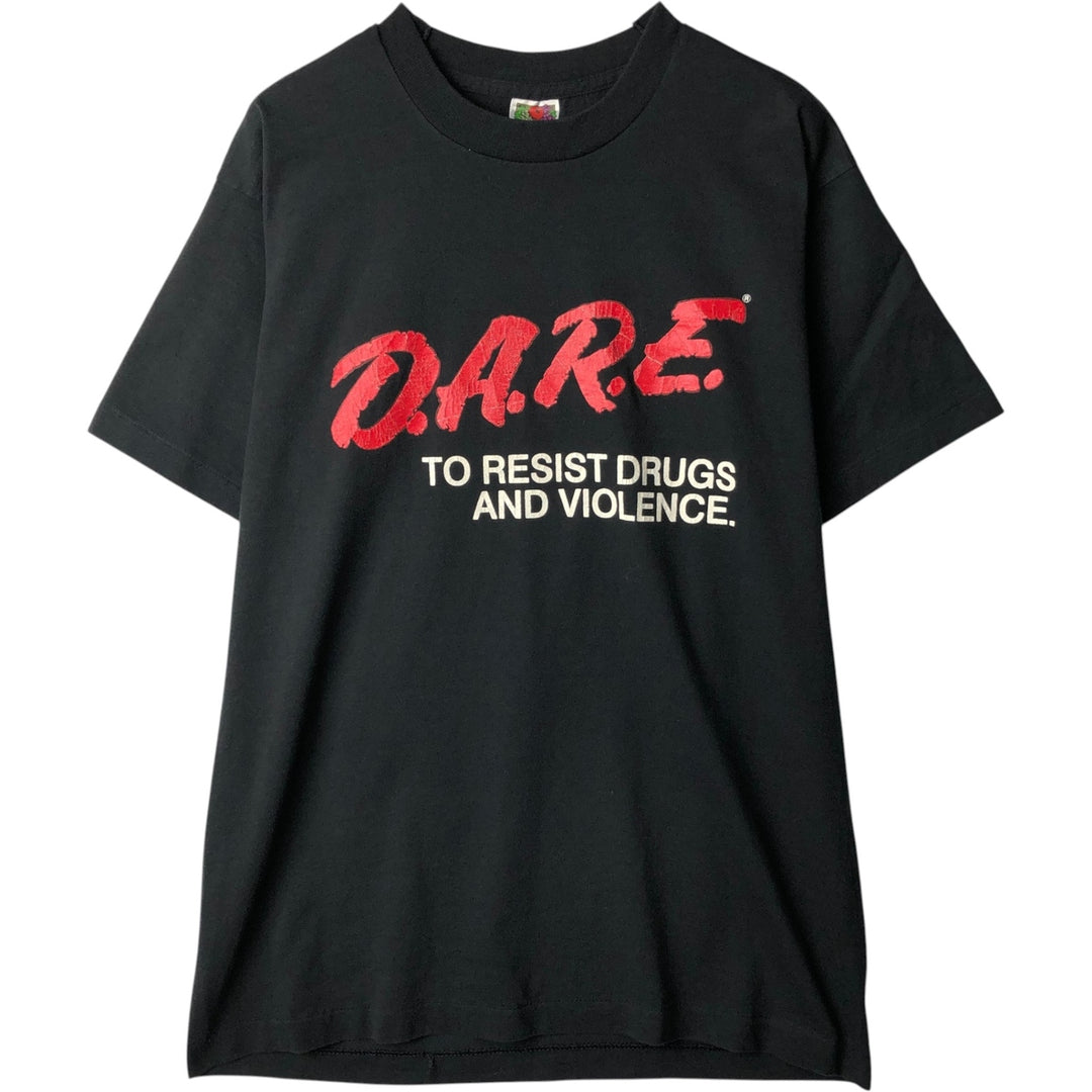 90'S Fruit of the Loom BEST DARE Drug Abuse Prevention Education Print T-Shirt, Made in USA, Men's Size L (approx.), Vintage cotton black type Vintage Second Hand