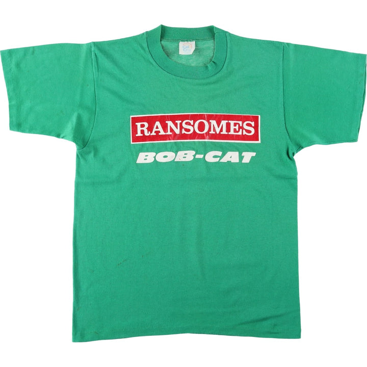 80'S Cal Cru Ransomes Bob-Cat Advertising T-Shirt, Made in USA, Men's Size M (approx.), Vintage polyester green type Vintage Second Hand