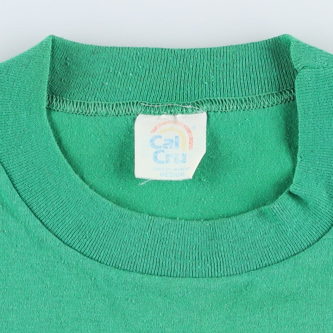 80'S Cal Cru Ransomes Bob-Cat Advertising T-Shirt, Made in USA, Men's Size M (approx.), Vintage polyester green type Vintage Second Hand