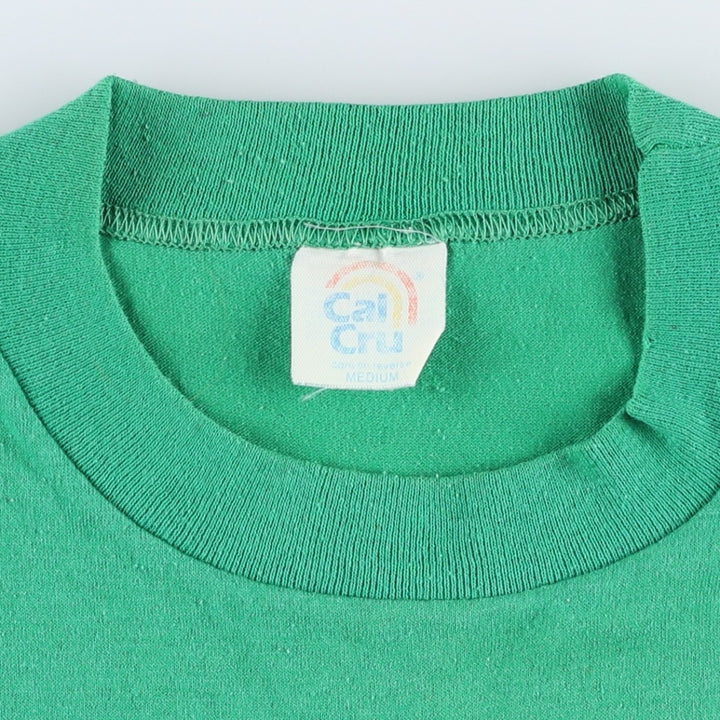 80'S Cal Cru Ransomes Bob-Cat Advertising T-Shirt, Made in USA, Men's Size M (approx.), Vintage polyester green type Vintage Second Hand