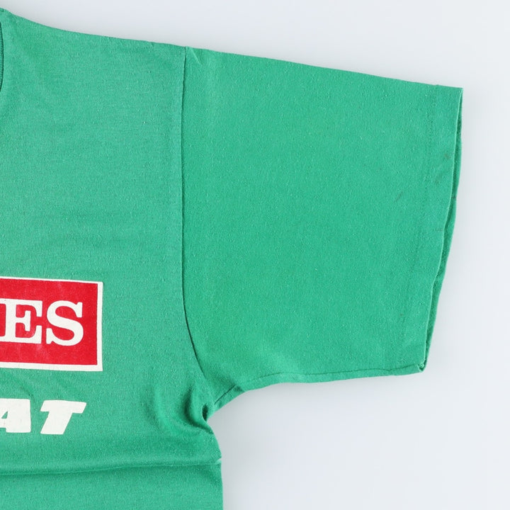 80'S Cal Cru Ransomes Bob-Cat Advertising T-Shirt, Made in USA, Men's Size M (approx.), Vintage polyester green type Vintage Second Hand