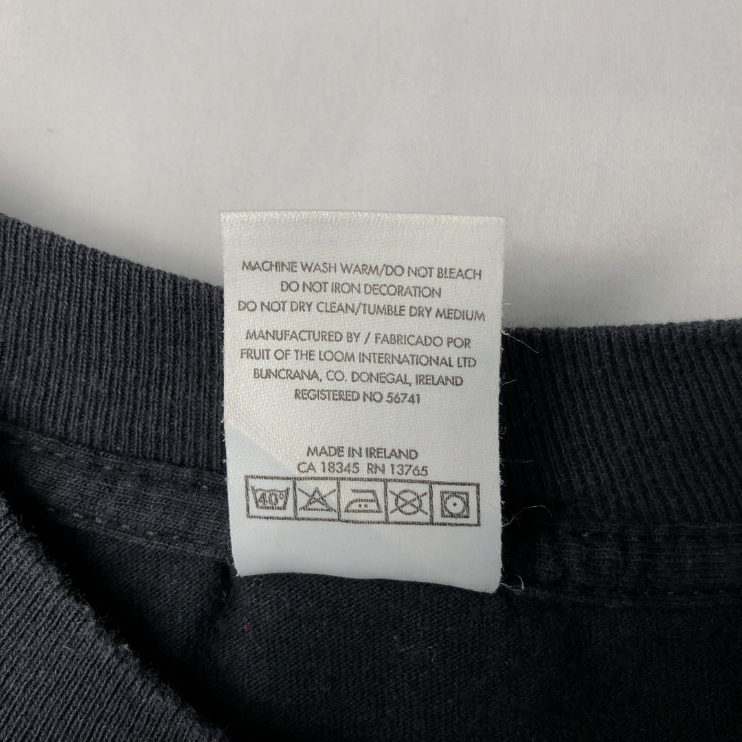 90'S Fruit of the Loom Short-Sleeve Printed T-Shirt, Made in Ireland, Men's Size M (approx.), Vintage cotton black type Vintage Second Hand