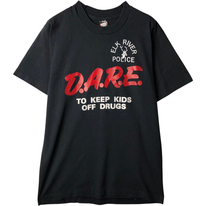 90'S Screen Stars Best Dare Drug Abuse Prevention Education Print T-Shirt, Made in USA, Men's Size L (approx.) cotton black type Vintage Second Hand