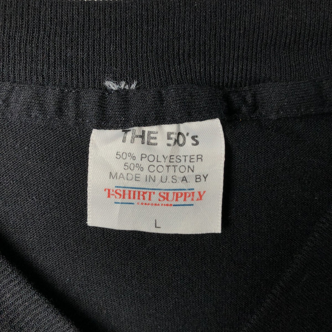 90'S T-SHIRT SUPPLY THE 50's Print T-Shirt, Made in USA, Men's Size L (Equivalent), Vintage polyester black type Vintage Second Hand