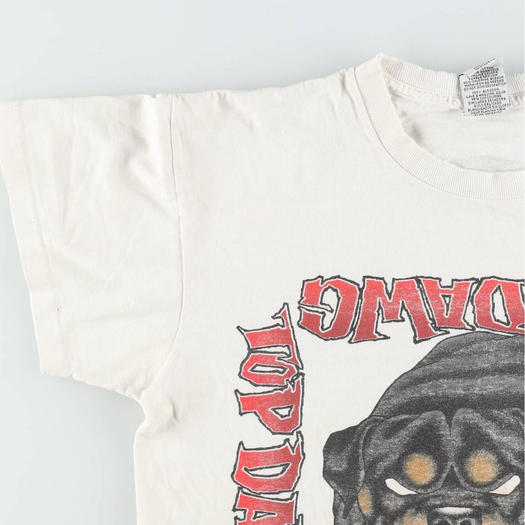 90'S TOP DAWG Dog Print Animal T-Shirt, Made in USA, Men's XL (approx.) Vintage cotton white type Vintage Second Hand