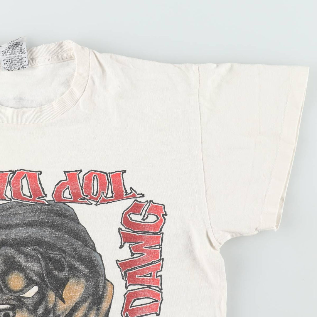 90'S TOP DAWG Dog Print Animal T-Shirt, Made in USA, Men's XL (approx.) Vintage cotton white type Vintage Second Hand