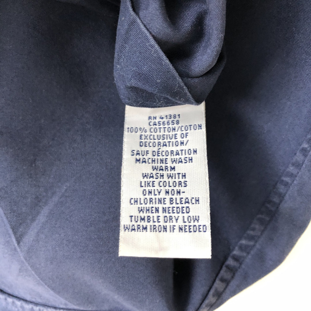 Ralph Lauren short sleeve button down shirt, men's size L cotton navy blue type Vintage Second Hand