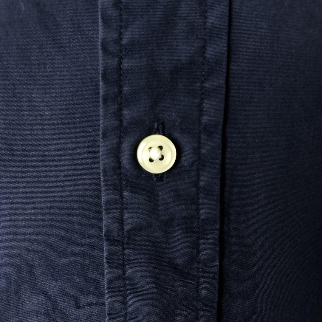 Ralph Lauren short sleeve button down shirt, men's size L cotton navy blue type Vintage Second Hand