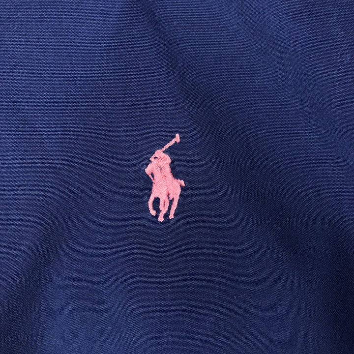 Ralph Lauren Classic Fit short sleeve button down shirt, men's size L cotton navy blue type Vintage Second Hand
