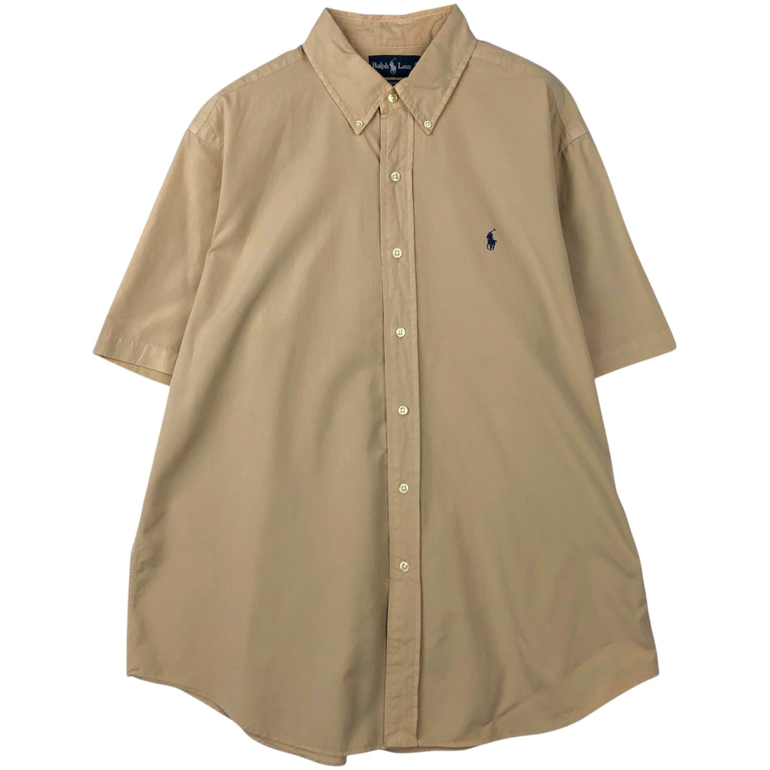 Ralph Lauren Classic Fit Short Sleeve Button Down Shirt Men's XL cotton Beige type Vintage Second Hand