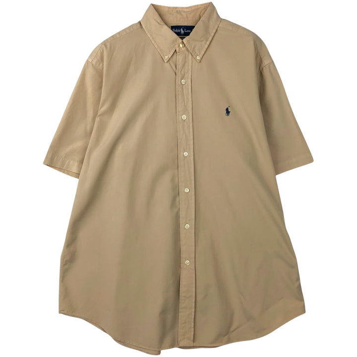 Ralph Lauren Classic Fit Short Sleeve Button Down Shirt Men's XL cotton Beige type Vintage Second Hand