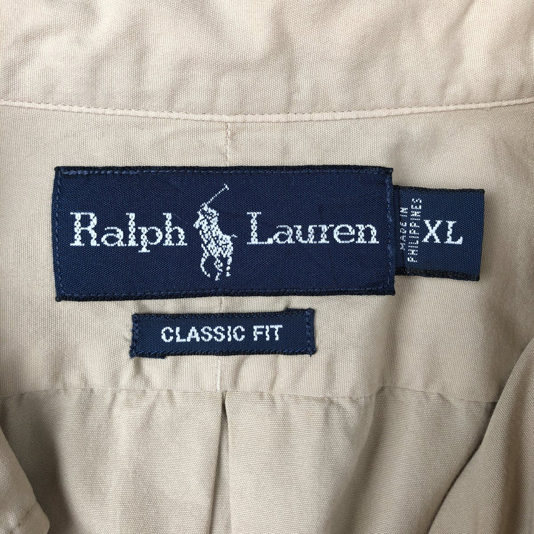 Ralph Lauren Classic Fit Short Sleeve Button Down Shirt Men's XL cotton Beige type Vintage Second Hand