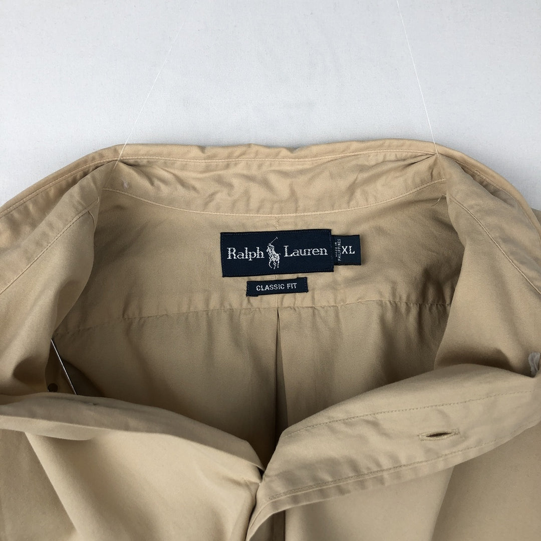 Ralph Lauren Classic Fit Short Sleeve Button Down Shirt Men's XL cotton Beige type Vintage Second Hand