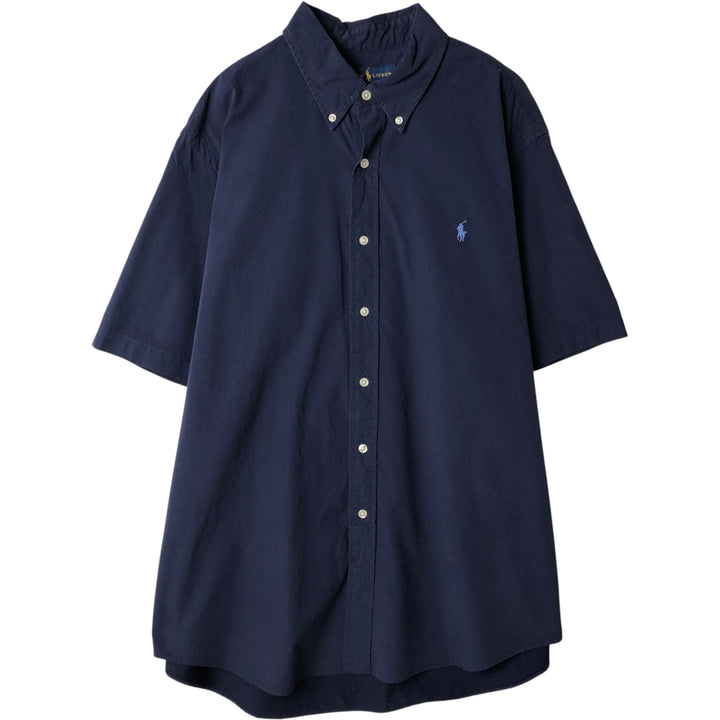 Ralph Lauren short sleeve button down shirt, men's XL size cotton navy blue type Vintage Second Hand