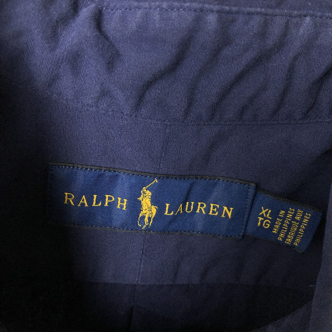 Ralph Lauren short sleeve button down shirt, men's XL size cotton navy blue type Vintage Second Hand