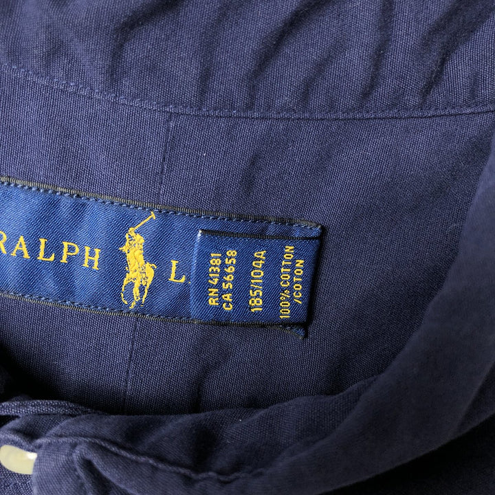 Ralph Lauren short sleeve button down shirt, men's XL size cotton navy blue type Vintage Second Hand