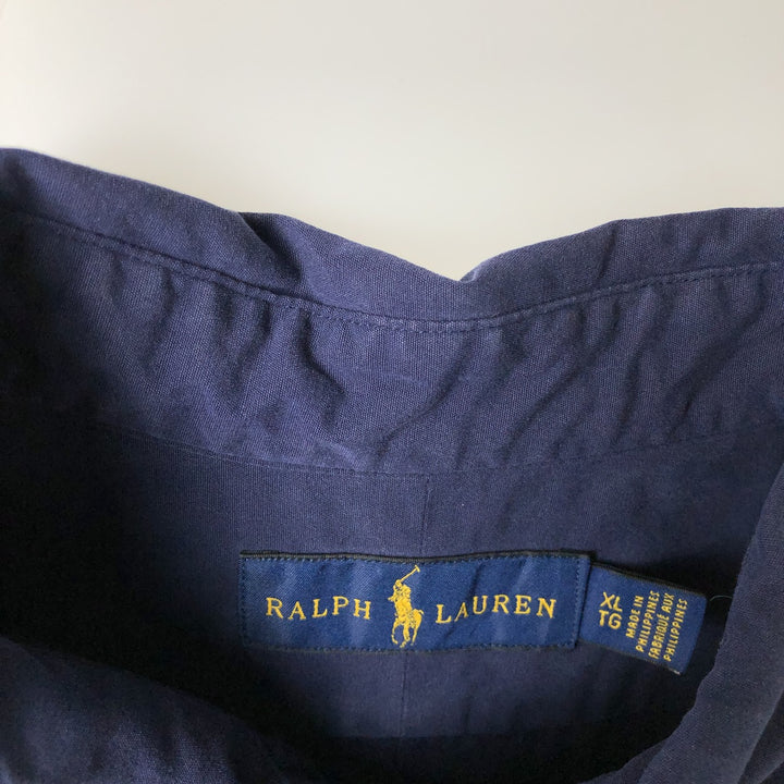 Ralph Lauren short sleeve button down shirt, men's XL size cotton navy blue type Vintage Second Hand