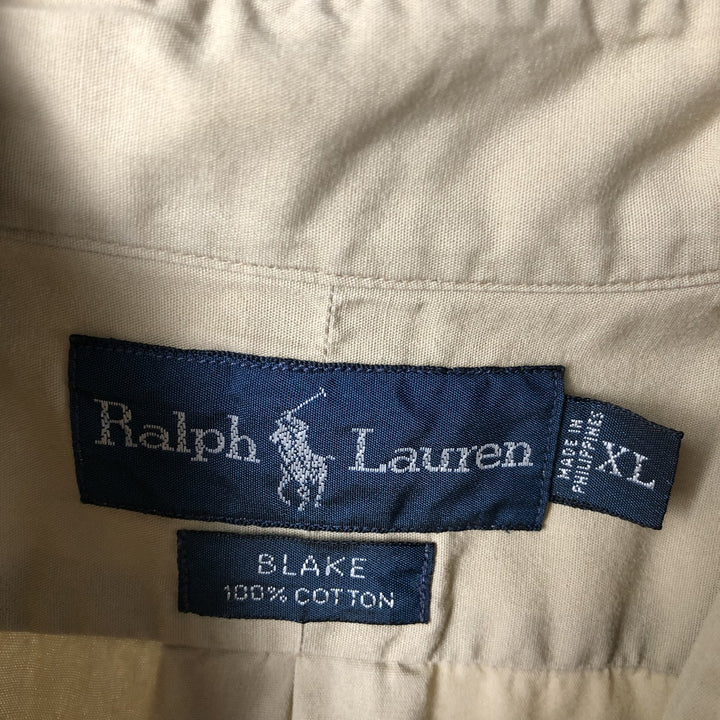 Ralph Lauren BLAKE short sleeve button down shirt, men's XL size cotton Beige type Vintage Second Hand
