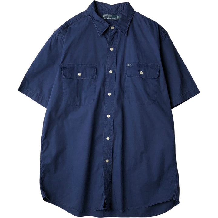 Ralph Lauren POLO by Ralph Lauren Short-Sleeve Button-Down Shirt, Men's Size L (approx.) cotton blue type Vintage Second Hand