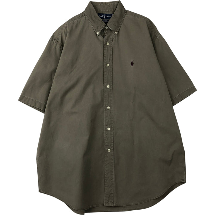 Ralph Lauren BLAKE short sleeve button down shirt, men's size L cotton gray type Vintage Second Hand
