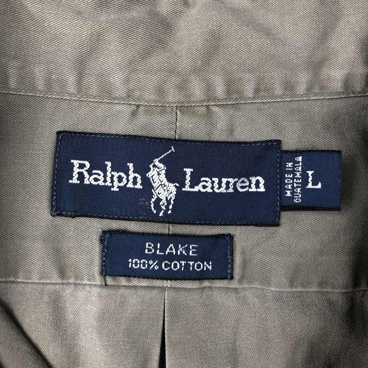 Ralph Lauren BLAKE short sleeve button down shirt, men's size L cotton gray type Vintage Second Hand