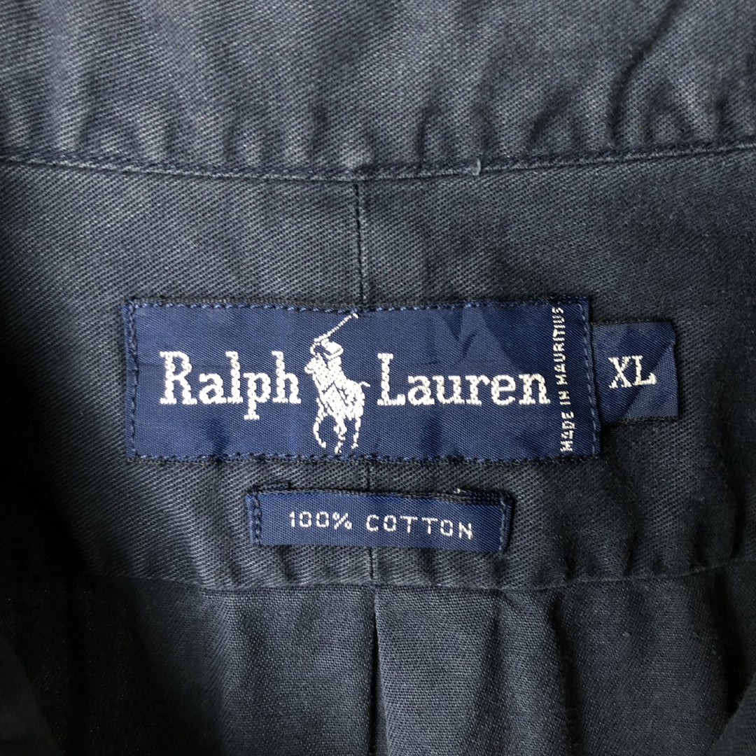 Ralph Lauren short-sleeved button-down shirt, men's size XL (approx.). cotton navy blue type Vintage Second Hand